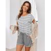 image:imageEkouaer Womens Pajama Sets 2 Piece Soft Short Sleeve Top and Shorts Sleepwear Round Neck Pjs Lounge Set with PocketsLight Grey Stripes