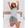 image:imageEkouaer Womens Pajama Sets 2 Piece Soft Short Sleeve Top and Shorts Sleepwear Round Neck Pjs Lounge Set with PocketsLight Grey Stripes