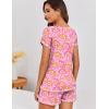 image:imageEkouaer Womens Pajama Sets 2 Piece Soft Short Sleeve Top and Shorts Sleepwear Round Neck Pjs Lounge Set with PocketsPink Cashew Flower