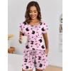 image:imageEkouaer Womens Pajama Sets 2 Piece Soft Short Sleeve Top and Shorts Sleepwear Round Neck Pjs Lounge Set with PocketsPink Hearts Apple