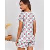 image:imageEkouaer Womens Pajama Sets 2 Piece Soft Short Sleeve Top and Shorts Sleepwear Round Neck Pjs Lounge Set with PocketsSilhouette Flower Leaves