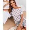 image:imageEkouaer Womens Pajama Sets 2 Piece Soft Short Sleeve Top and Shorts Sleepwear Round Neck Pjs Lounge Set with PocketsSilhouette Flower Leaves