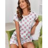 image:imageEkouaer Womens Pajama Sets 2 Piece Soft Short Sleeve Top and Shorts Sleepwear Round Neck Pjs Lounge Set with PocketsSilhouette Flower Leaves