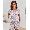image:imageEkouaer Womens Pajama Sets 2 Piece Soft Short Sleeve Top and Shorts Sleepwear Round Neck Pjs Lounge Set with PocketsSilhouette Flower Leaves
