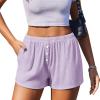 image:imageEkouaer Womens Pajama Short Sleep Short 2026 Fashion Summer Y2k Casual Lounge Short Cute Micro Mini Pj Bottoms with PocketsPurple