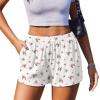 image:imageEkouaer Womens Pajama Short Sleep Short 2026 Fashion Summer Y2k Casual Lounge Short Cute Micro Mini Pj Bottoms with PocketsWhite Floral