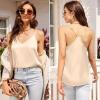 image:imageEkouaer Womens Satin Cami Tops 2 Pack V Neck Silk Camisole Tank Top Spaghetti Strap Racerback Camis Blouse ShirtBlackChampagne