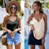 image:imageEkouaer Womens Satin Cami Tops 2 Pack V Neck Silk Camisole Tank Top Spaghetti Strap Racerback Camis Blouse ShirtBlackChampagne