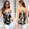 image:imageEkouaer Womens Satin Cami Tops 2 Pack V Neck Silk Camisole Tank Top Spaghetti Strap Racerback Camis Blouse ShirtBrownArtistic Blue