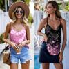 image:imageEkouaer Womens Satin Cami Tops 2 Pack V Neck Silk Camisole Tank Top Spaghetti Strap Racerback Camis Blouse ShirtPink BowPink Floral Black