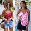 image:imageEkouaer Womens Satin Cami Tops 2 Pack V Neck Silk Camisole Tank Top Spaghetti Strap Racerback Camis Blouse ShirtPink Heart Kiss LipRed Heart