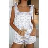 image:imageEkouaer Womens Silk Pajama Set Bow Tie Knot Tank Top Satin Pjs Sets for Bridal Party 2 Piece Cami Shorts Sleepwear SXXLBlue Bow Hydrangea