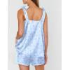 image:imageEkouaer Womens Silk Pajama Set Bow Tie Knot Tank Top Satin Pjs Sets for Bridal Party 2 Piece Cami Shorts Sleepwear SXXLBlue Striped Bow Print
