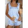 image:imageEkouaer Womens Silk Pajama Set Bow Tie Knot Tank Top Satin Pjs Sets for Bridal Party 2 Piece Cami Shorts Sleepwear SXXLBlue Striped Bow Print