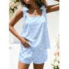 image:imageEkouaer Womens Silk Pajama Set Bow Tie Knot Tank Top Satin Pjs Sets for Bridal Party 2 Piece Cami Shorts Sleepwear SXXLBlue Striped Bow Print