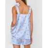 image:imageEkouaer Womens Silk Pajama Set Bow Tie Knot Tank Top Satin Pjs Sets for Bridal Party 2 Piece Cami Shorts Sleepwear SXXLCherry Blue Plaid