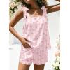 image:imageEkouaer Womens Silk Pajama Set Bow Tie Knot Tank Top Satin Pjs Sets for Bridal Party 2 Piece Cami Shorts Sleepwear SXXLPink Striped Bow Print