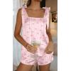 image:imageEkouaer Womens Silk Pajama Set Bow Tie Knot Tank Top Satin Pjs Sets for Bridal Party 2 Piece Cami Shorts Sleepwear SXXLPink Striped Bow Print