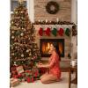 image:imageEkouaer Womens Silk Satin Pajama Set Print Short Sleeve Sleepwear Button Down Pjs Shorts Set LoungewearChristmas Gingerbread Man