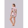 image:imageEkouaer Womens Silk Satin Pajama Set Print Short Sleeve Sleepwear Button Down Pjs Shorts Set LoungewearFlower and Leopard
