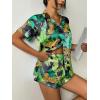 image:imageEkouaer Womens Silk Satin Pajama Set Print Short Sleeve Sleepwear Button Down Pjs Shorts Set LoungewearJungle Leopard