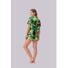 image:imageEkouaer Womens Silk Satin Pajama Set Print Short Sleeve Sleepwear Button Down Pjs Shorts Set LoungewearJungle Leopard