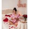 image:imageEkouaer Womens Silk Satin Pajama Set Print Short Sleeve Sleepwear Button Down Pjs Shorts Set LoungewearLip Heart