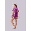 image:imageEkouaer Womens Silk Satin Pajama Set Print Short Sleeve Sleepwear Button Down Pjs Shorts Set LoungewearPurplered Leopard