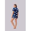 image:imageEkouaer Womens Silk Satin Pajama Set Print Short Sleeve Sleepwear Button Down Pjs Shorts Set LoungewearZebra