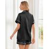 image:imageEkouaer Womens Silk Satin Pajama Sets Soft Short Sleeve Button Down Sleepwear Top and Shorts 2 Piece Pjs Lounge SetBlack