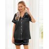 image:imageEkouaer Womens Silk Satin Pajama Sets Soft Short Sleeve Button Down Sleepwear Top and Shorts 2 Piece Pjs Lounge SetBlack