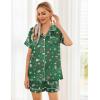 image:imageEkouaer Womens Silk Satin Pajama Sets Soft Short Sleeve Button Down Sleepwear Top and Shorts 2 Piece Pjs Lounge SetChristmas Green