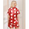 image:imageEkouaer Womens Silk Satin Pajama Sets Soft Short Sleeve Button Down Sleepwear Top and Shorts 2 Piece Pjs Lounge SetChristmas Red