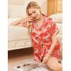 image:imageEkouaer Womens Silk Satin Pajama Sets Soft Short Sleeve Button Down Sleepwear Top and Shorts 2 Piece Pjs Lounge SetChristmas Red Deer