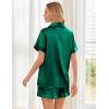image:imageEkouaer Womens Silk Satin Pajama Sets Soft Short Sleeve Button Down Sleepwear Top and Shorts 2 Piece Pjs Lounge SetDark Green