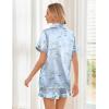 image:imageEkouaer Womens Silk Satin Pajama Sets Soft Short Sleeve Button Down Sleepwear Top and Shorts 2 Piece Pjs Lounge SetFloral Light Blue
