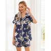 image:imageEkouaer Womens Silk Satin Pajama Sets Soft Short Sleeve Button Down Sleepwear Top and Shorts 2 Piece Pjs Lounge SetFloral Navy White