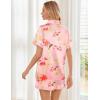 image:imageEkouaer Womens Silk Satin Pajama Sets Soft Short Sleeve Button Down Sleepwear Top and Shorts 2 Piece Pjs Lounge SetFloral Pink