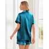 image:imageEkouaer Womens Silk Satin Pajama Sets Soft Short Sleeve Button Down Sleepwear Top and Shorts 2 Piece Pjs Lounge SetLake Blue