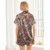 image:imageEkouaer Womens Silk Satin Pajama Sets Soft Short Sleeve Button Down Sleepwear Top and Shorts 2 Piece Pjs Lounge SetLeopard