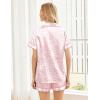 image:imageEkouaer Womens Silk Satin Pajama Sets Soft Short Sleeve Button Down Sleepwear Top and Shorts 2 Piece Pjs Lounge SetLeopard Pink