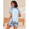 image:imageEkouaer Womens Silk Satin Pajama Sets Soft Short Sleeve Button Down Sleepwear Top and Shorts 2 Piece Pjs Lounge SetLight Blueanimal