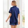 image:imageEkouaer Womens Silk Satin Pajama Sets Soft Short Sleeve Button Down Sleepwear Top and Shorts 2 Piece Pjs Lounge SetNavy