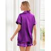 image:imageEkouaer Womens Silk Satin Pajama Sets Soft Short Sleeve Button Down Sleepwear Top and Shorts 2 Piece Pjs Lounge SetPurple
