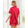 image:imageEkouaer Womens Silk Satin Pajama Sets Soft Short Sleeve Button Down Sleepwear Top and Shorts 2 Piece Pjs Lounge SetRed
