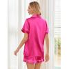 image:imageEkouaer Womens Silk Satin Pajama Sets Soft Short Sleeve Button Down Sleepwear Top and Shorts 2 Piece Pjs Lounge SetRose