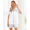 image:imageEkouaer Womens Silk Satin Pajama Sets Soft Short Sleeve Button Down Sleepwear Top and Shorts 2 Piece Pjs Lounge SetWhite