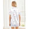 image:imageEkouaer Womens Silk Satin Pajama Sets Soft Short Sleeve Button Down Sleepwear Top and Shorts 2 Piece Pjs Lounge SetWhite Floral