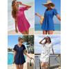 image:imageEkouaer Womens Swimsuit Coverup Short Sleeve Bathing Suit Cover Up V Neck Beach Cover Up Dress Vacation Outfits 2026White Lily