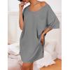image:imageEkouaer Womens Tshirt Nightgown Cotton V Neck Sleepshirts Comfy Casual Nightshirt for WomenLight Grey